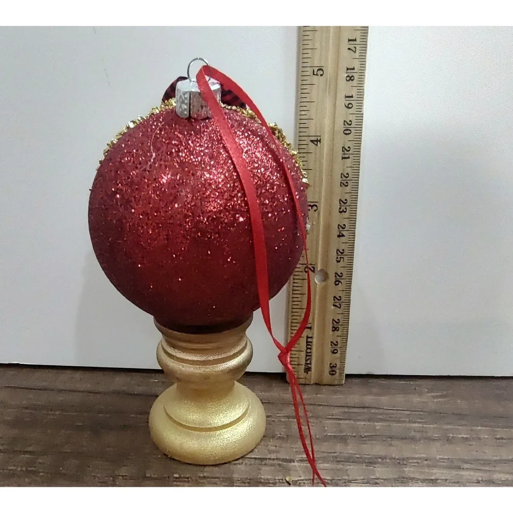 Dog Christmas Ornament Handmade Vtg Style OOAK Shatterproof Puppy Diorama O9